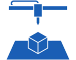 3D printer icon with cube model.